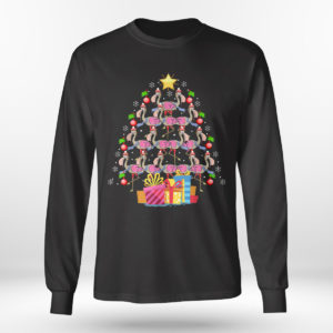 Longsleeve shirt Cute Flamingos Merry Christmas Tree T Shirt