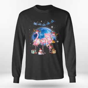 Longsleeve shirt Flamingo Christmas Tree Santa Hat Xmas Light Merry Christmas T Shirt