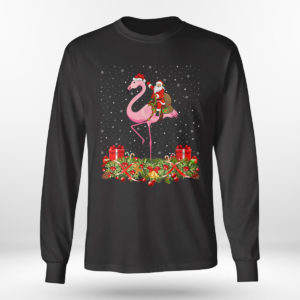Longsleeve shirt Santa Riding Flamingo Christmas Xmas Gift T Shirt