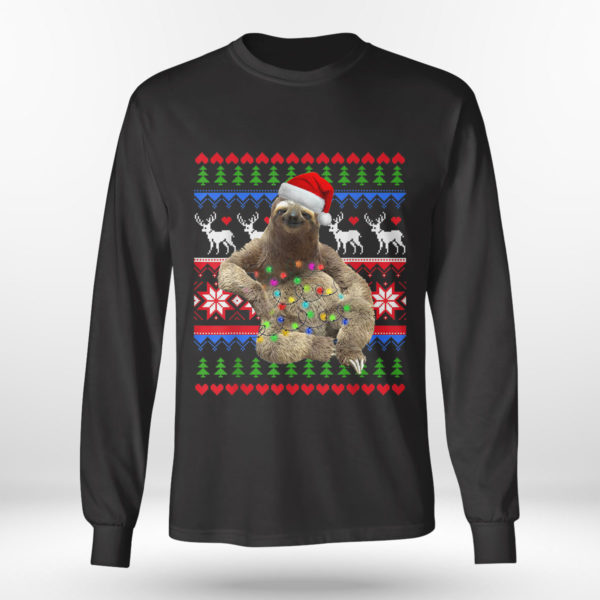 Longsleeve shirt Santa Sloth Christmas Light Sloth Ugly Christmas Sweatshirt