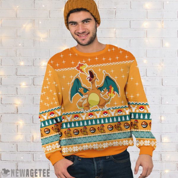 Men Sweater Anime Pokemon Charizard Ugly Christmas Sweater