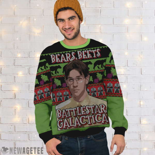 Men Sweater Bears Beats Jim Battlestar Galactica The Office Knit Ugly Christmas Sweater