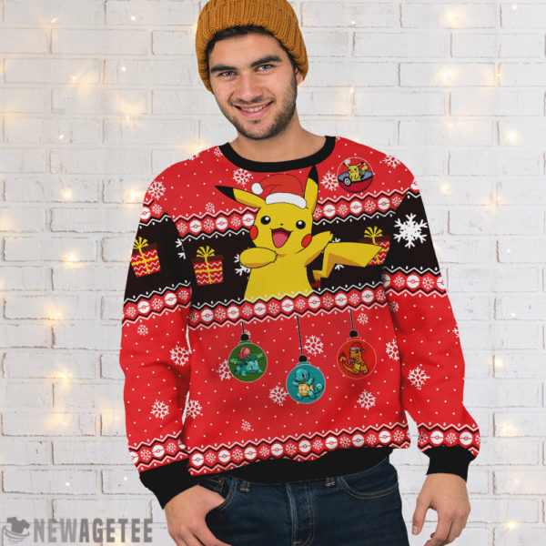 Men Sweater Pikachu Pokemon Woolen Ugly Christmas Sweater