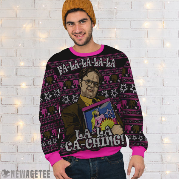 Men Sweater Princess Unicorn Fa La La Caching The Office Knit Ugly Christmas Sweater
