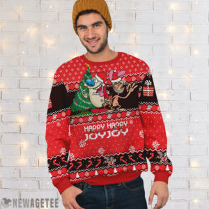 Men Sweater The Ren and Stimpy Knit Ugly Christmas Sweater