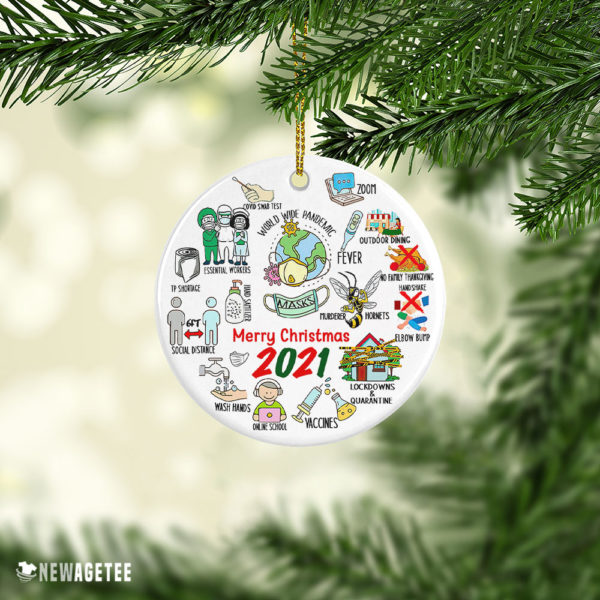 2021 Pandemic Vaccine Year in Review Merry Christmas Tree Ornament