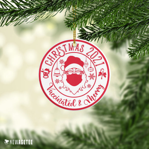 Ornament Santa Clause Christmas Vaccinated and Merry Ornament Christmas Decorations