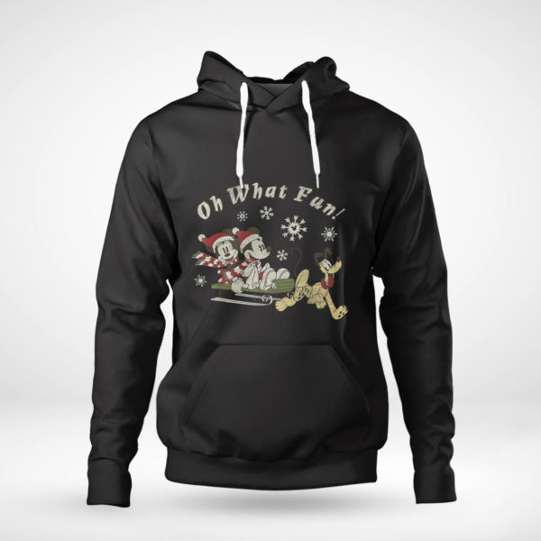 Pullover Hoodie Disney Mickey Minnie And Pluto Oh What Fun Christmas Sled Sweatshirt