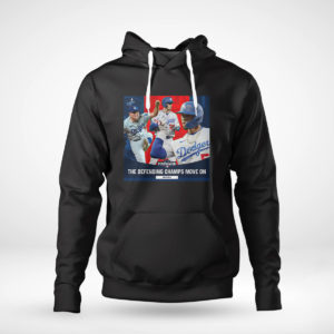Pullover Hoodie Los Angeles Dodgers Postseason 2021 The Defending Champs Move On Shirt Hoodie