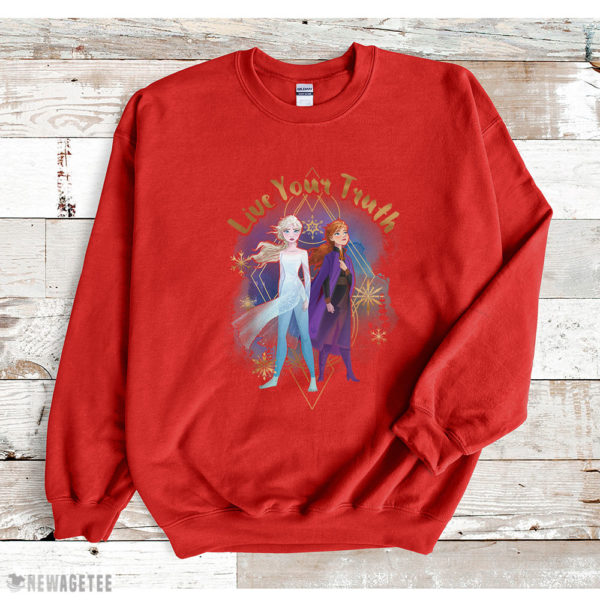 Red Sweatshirt Disney Frozen 2 Elsa Anna Live Your Truth Geometric Portrait Sweatshirt