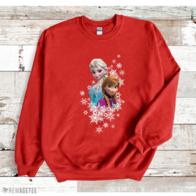 Red Sweatshirt Disney Frozen Anna and Elsa Snowflakes Sweatshirt