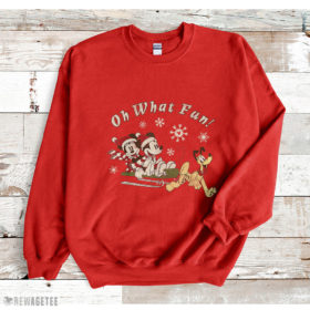 Red Sweatshirt Disney Mickey Minnie And Pluto Oh What Fun Christmas Sled Sweatshirt