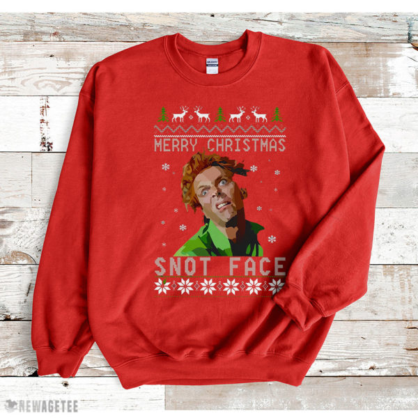 Red Sweatshirt Drop Dead Fred hey snot face Merry Christmas ugly sweatshirt
