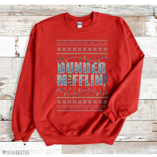Red Sweatshirt Dunder Mifflin North Pole Branch The Office Ugly Christmas Sweater