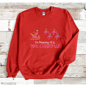 Red Sweatshirt Flamingo Christmas Im Dreaming Of A Pink Christmas