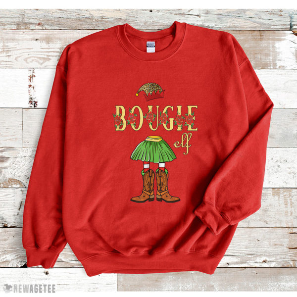 Red Sweatshirt Im the Bougie Christmas Cowboy Elf Leopard T Shirt