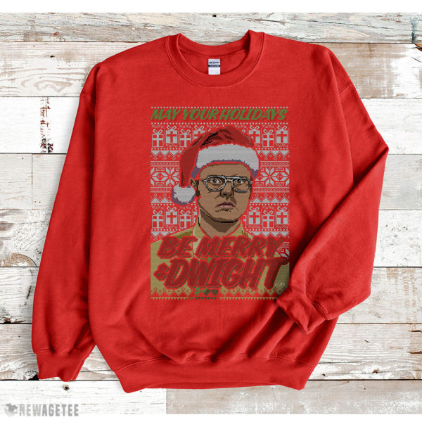 Red Sweatshirt Merry and Dwight May Your Holidays The Office Ugly Christmas Sweater