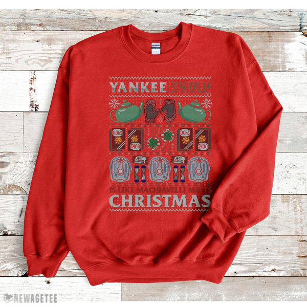 Red Sweatshirt Yankee Swap Is Like Machiavelli Meets Christmas Ugly Sweater