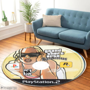 Round Carpet Grand Theft Auto San Andreas PlayStation 2 Disc Round Rug Carpet