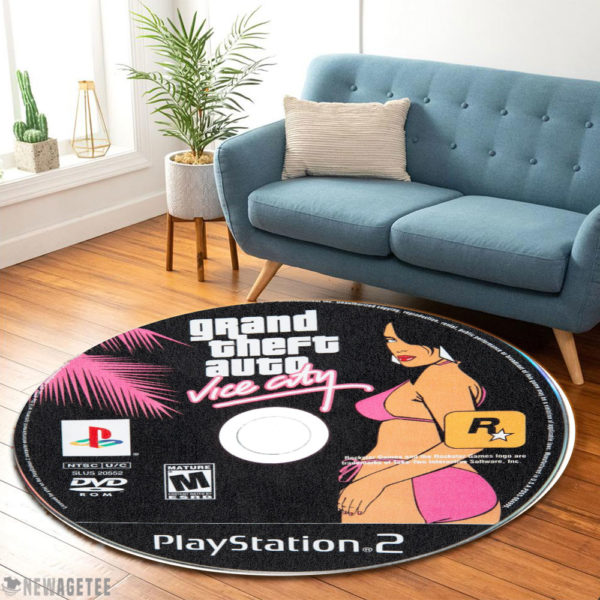 Round Carpet Grand Theft Auto Vice City PlayStation 2 Disc Round Rug Carpet