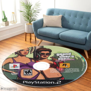 Round Carpet Grand Theft Auto Vice City Stories Play Station 2 Disc Round Rug Carpet