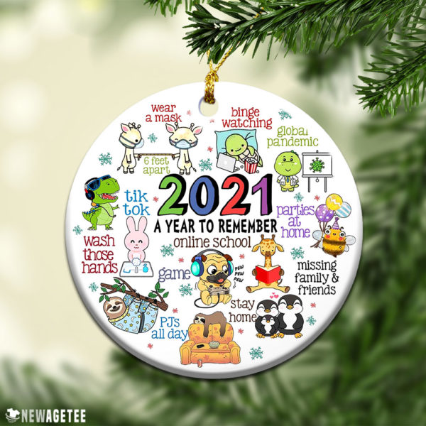Round Ornament 2021 A Year To Remember Online School Kids Christmas Tree Ornament