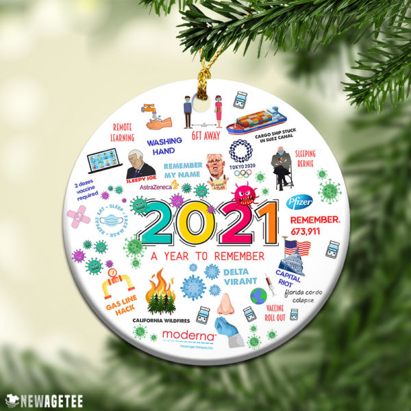 Round Ornament 2021 A Year To Remember Year In Review Christmas Ornament