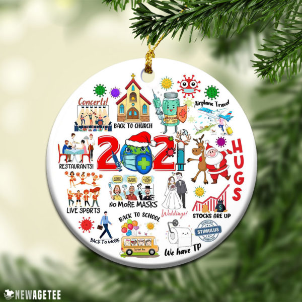 Round Ornament 2021 Commemorative Year in Review Christmas Tree Ornament
