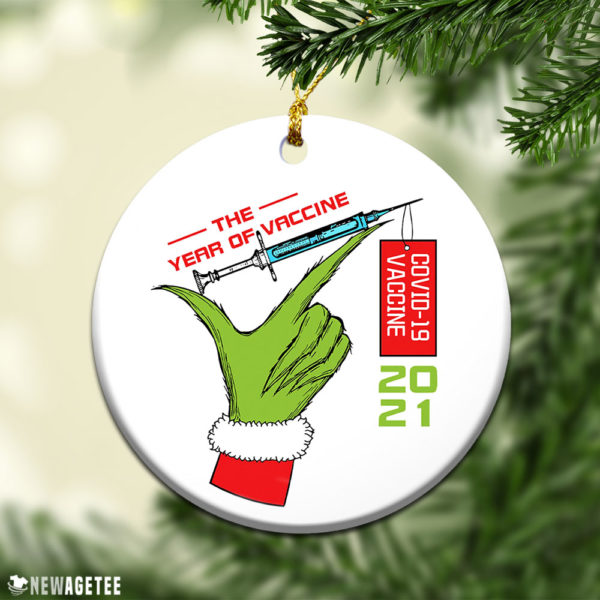 Round Ornament 2021 Grinch The Year of Vaccine Quarantine Pandemic Christmas Ornament