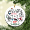Round Ornament 2021 Keepsake Bauble Year Of The Vaccine Pandemic Christmas Ornament
