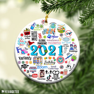 Round Ornament 2021 Pandemic Commemorative Year in Review Keepsake Vaccine Christmas Ornaments