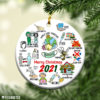 Round Ornament 2021 Pandemic Vaccine Year in Review Merry Christmas Tree Ornament
