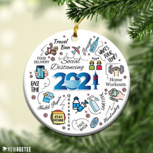 Round Ornament 2021 Social Distancing Pandemic Keepsake Christmas Ornament