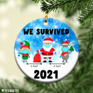 Round Ornament 2021 We Survived Pandemic Lockdown Covid Christmas Ornament