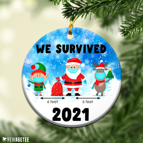 2021 We Survived Pandemic Lockdown Covid Christmas Ornament