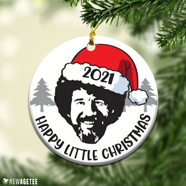Round Ornament BOB ROSS Happy Little CHRISTMAS 2021 Ornament