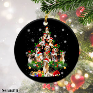 Round Ornament Beagle Christmas Tree Lights Funny Dog Chrismas Ornament