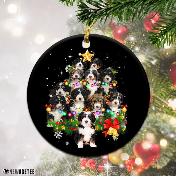 Round Ornament Bernedoodle Christmas Tree Lights Funny Dog Chrismas Ornament