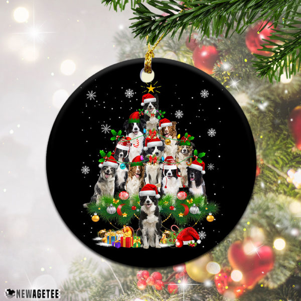 Round Ornament Border Collie Christmas Tree Lights Funny Dog Chrismas Ornament