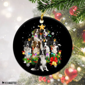 Round Ornament Border Sheepdog Christmas Tree Lights Funny Dog Chrismas Ornament
