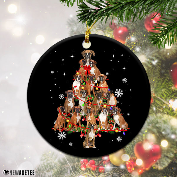 Round Ornament Boxer Christmas Tree Lights Funny Dog Chrismas Ornament