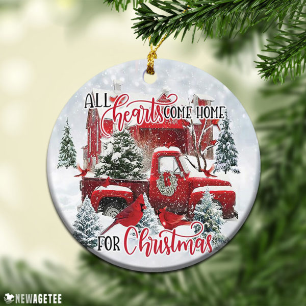 Round Ornament Cardinal Come Home Red Truck 2021 Christmas Ornament