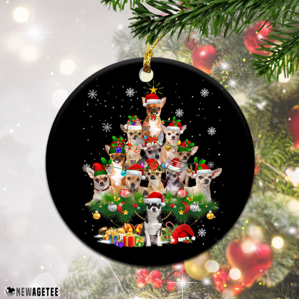 Round Ornament Chihuahua Christmas Tree Lights Funny Dog Xmas Ornament