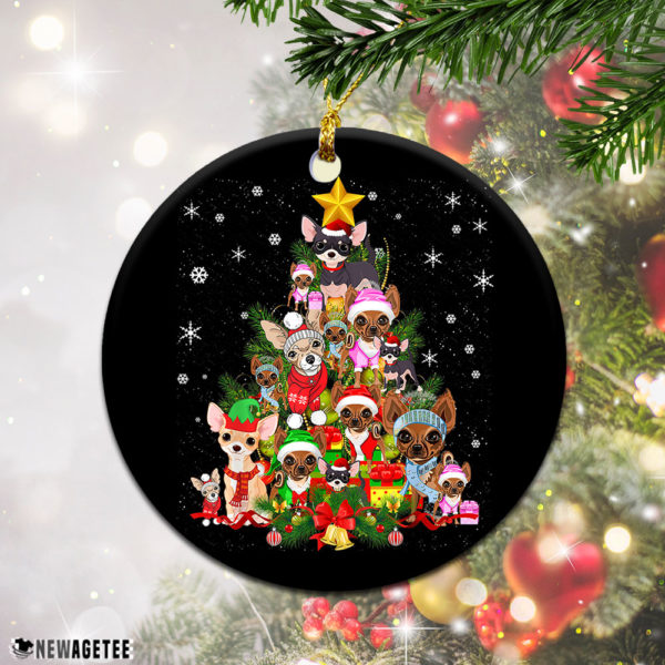 Round Ornament Chihuahua Christmas Tree Lights Ornament