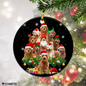 Round Ornament Goldendoodle Christmas Tree Lights Funny Dog Chrismas Ornament