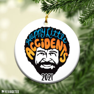 Round Ornament Happy Little ACCIDENTS BOB ROSS Christmas Ornament