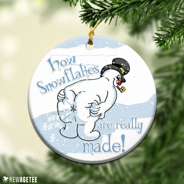 Round Ornament How Snowflakes Are Really Made Funny Snowman Ornament Snowflake Maker Christmas Decorations