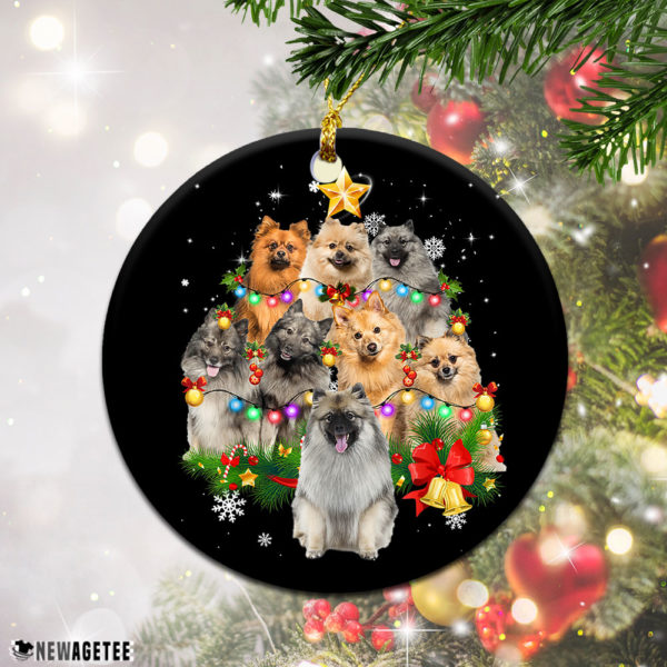 Round Ornament Keeshond Christmas Tree Lights Funny Dog Chrismas Ornament