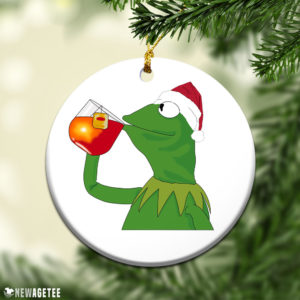 Round Ornament Kermit The Frog Muppet Drink Tea Christmas Ornament Funny Holiday Gift