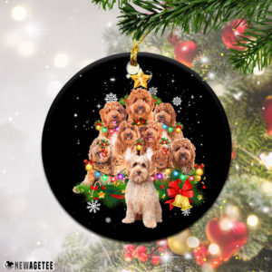 Round Ornament Labradoodle Christmas Tree Lights Funny Dog Chrismas Ornament